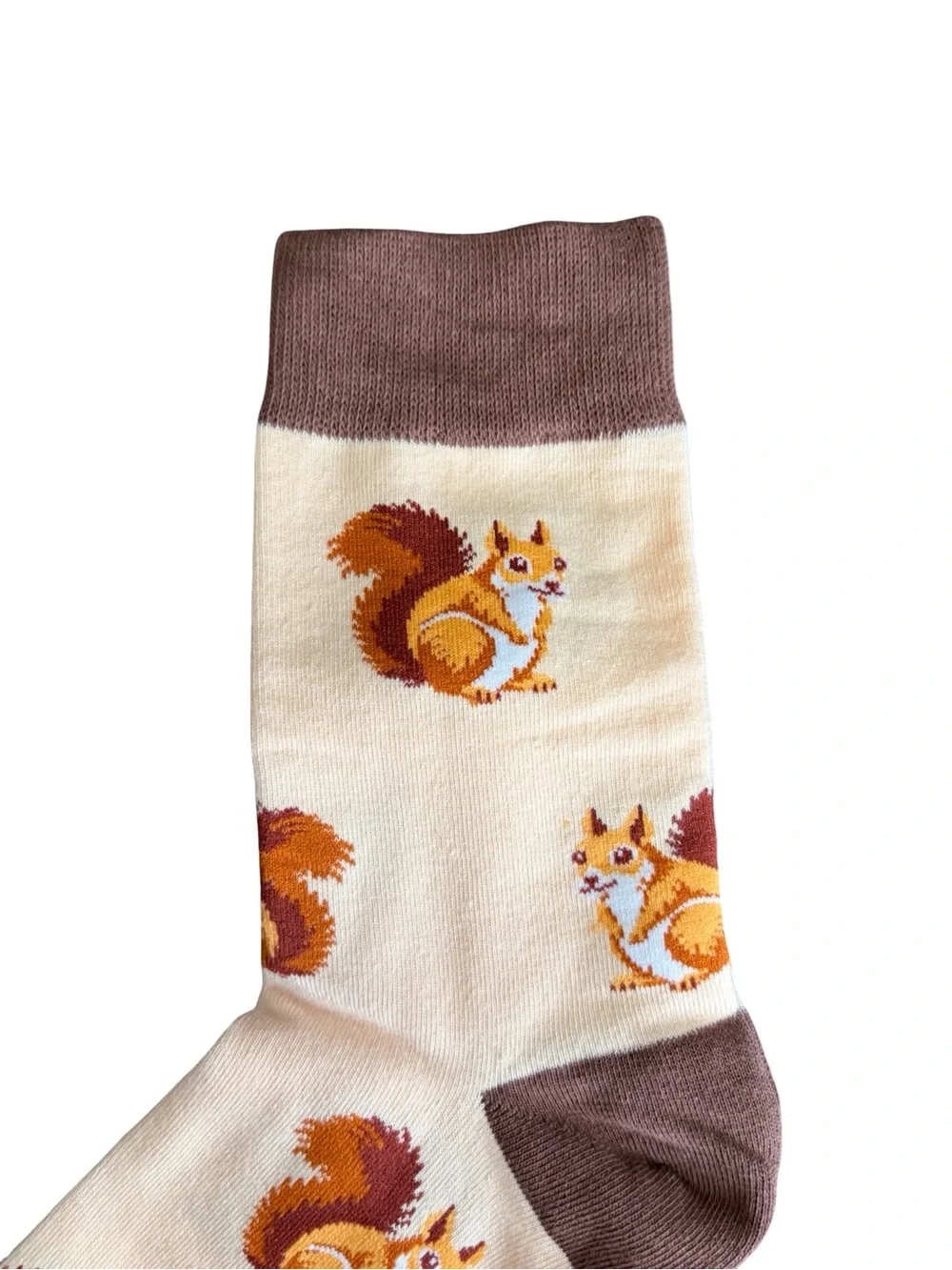 Cream Brown Squirrel Novelty Socks Womens Size 8-12